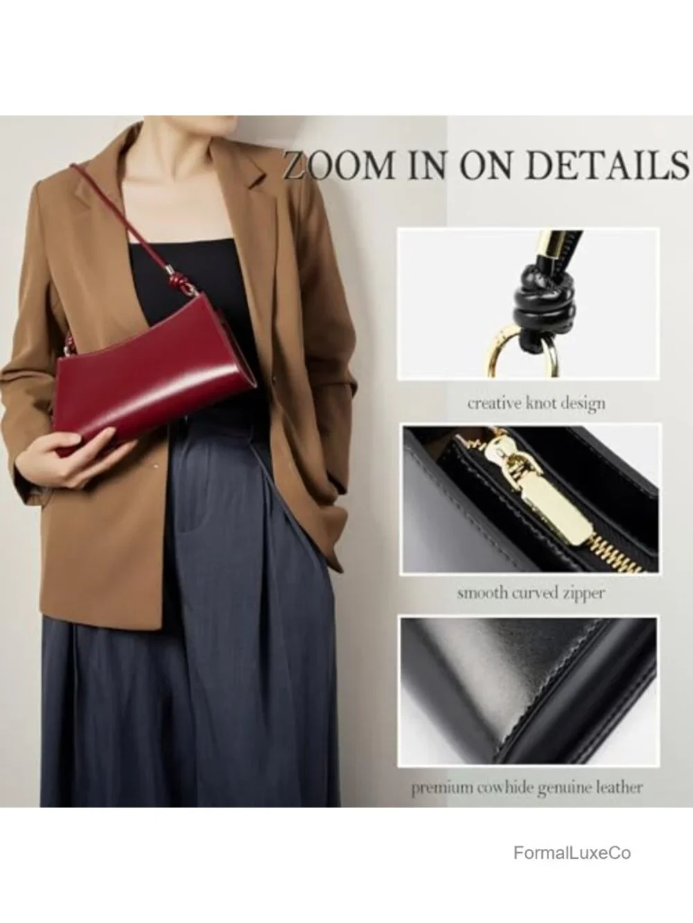 Genuine Leather Hobo Evening Bag Shoulder Bag Underarm Bag Clutch